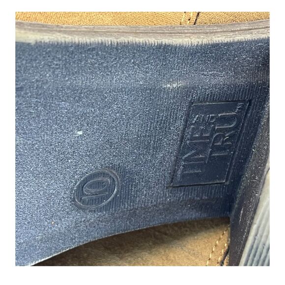 Time and Tru Women's Boots Sz 10 Brown Suede Heeled Side Zip Fringe Ankle Boots - Picture 9 of 10